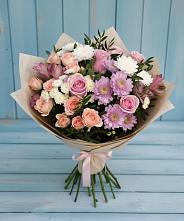 Букет цветов из:  Хризантемы, Розы и Альстромерии в Агалатово
