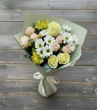 Букет цветов из:  Альстромерии, Розы и Хризантемы в Агалатово
